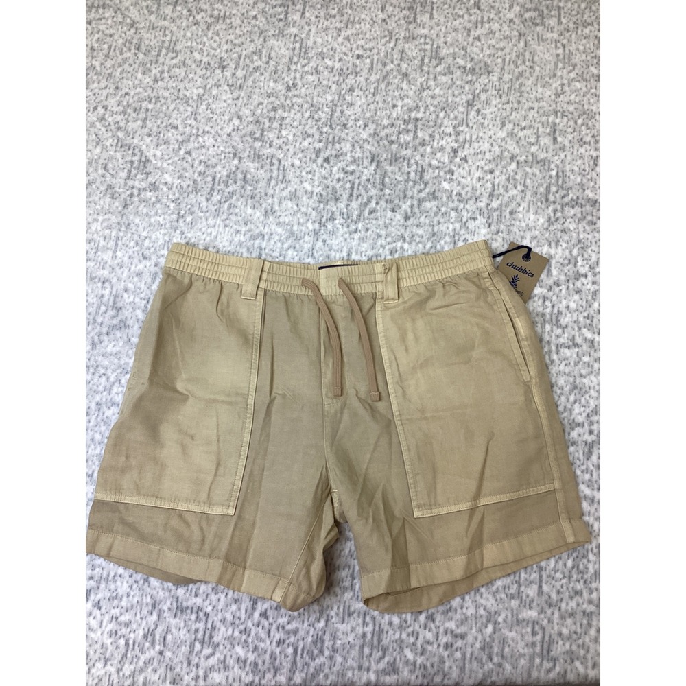 Chubbies The Rustic Rattans Utility Short Tan Khaki Linen Blend Mens Large NEW